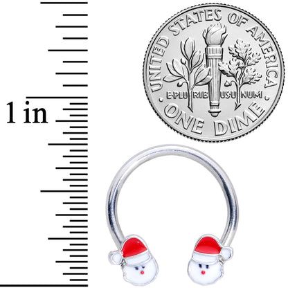 14G 9/16 Santa Christmas Horseshoe Nipple Ring Set