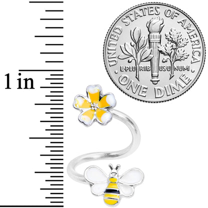14G 3/8 Yellow Bee Flower Spiral Twister Belly Ring