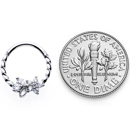 16G 3/8 Clear Gem Star Twisted Hinged Segment Ring