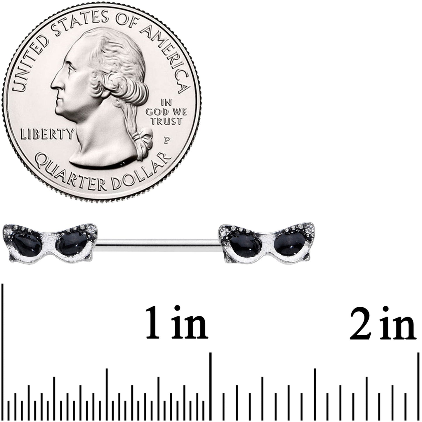 14G 9/16 Clear Gem 50s Retro Sunglasses Barbell Nipple Ring Set