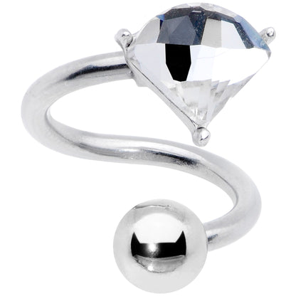 14G 3/8 Clear Gem Faceted Bling Spiral Twister Belly Ring