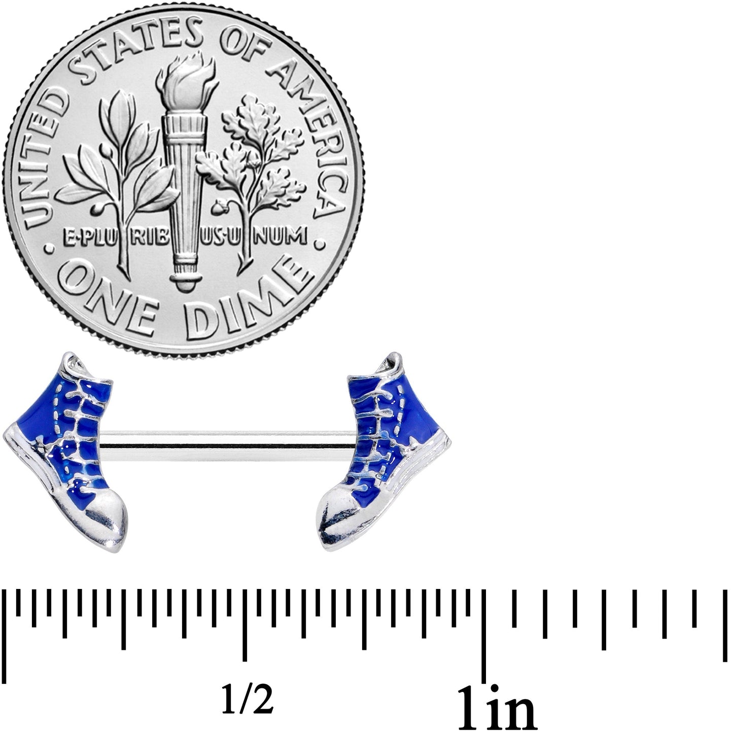 14G 9/16 Blue High Top Sneaker Barbell Nipple Ring Set