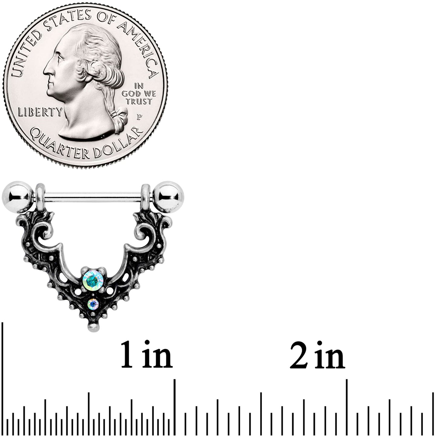 14G 9/16 Aurora Gem Baroque Bat Nipple Shield Set