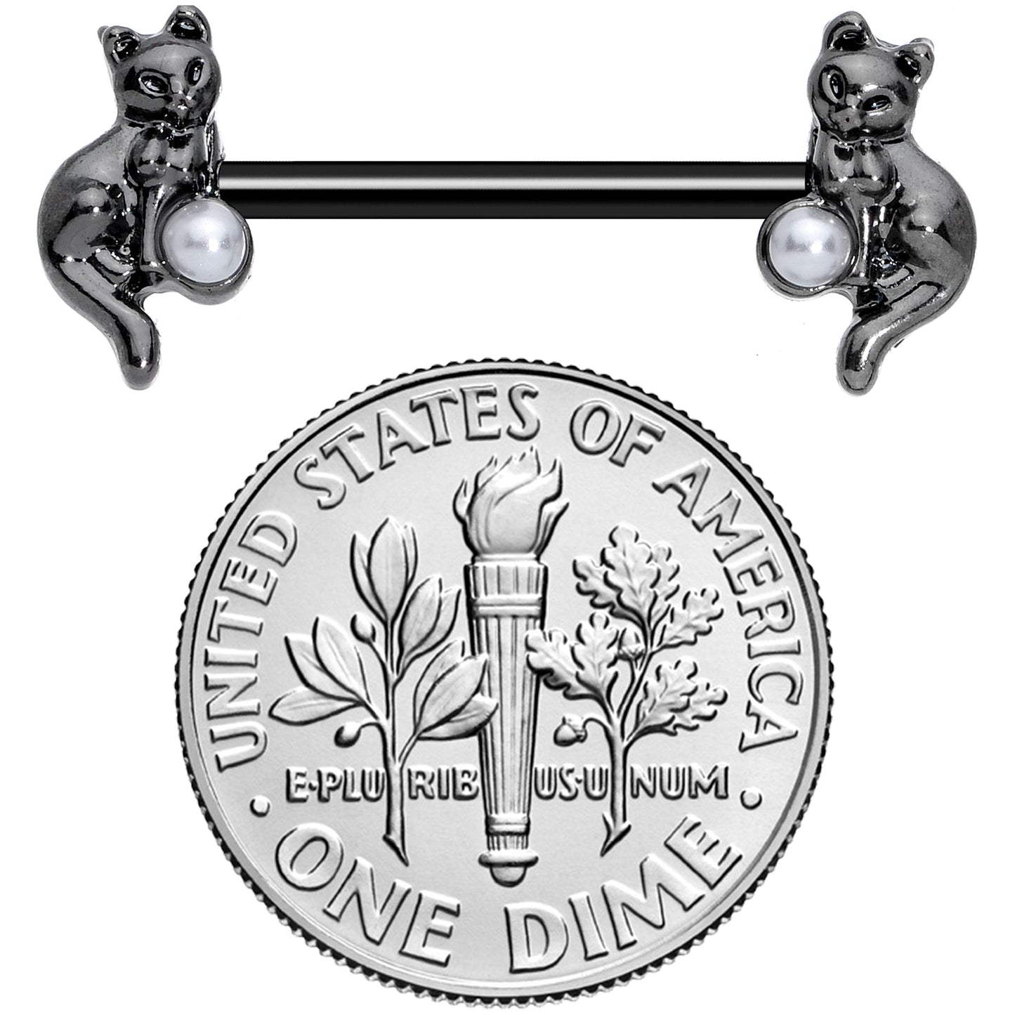 14G 5/8 Ball Black Cat Halloween Barbell Nipple Ring Set