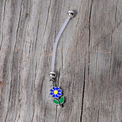 Bundle of Joy Green Blue Flower Dangle Pregnancy Belly Ring