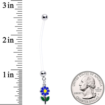 Bundle of Joy Green Blue Flower Dangle Pregnancy Belly Ring