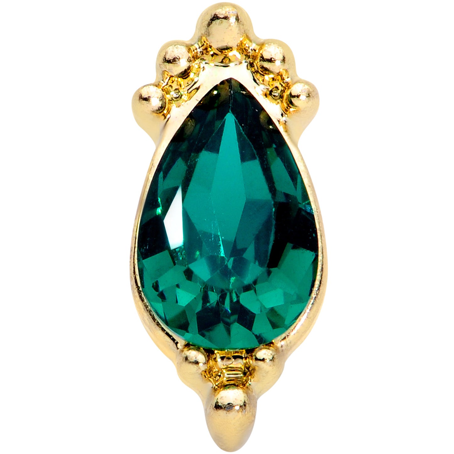 16G 1/4 Green Gem Gold Tone Drop Cartilage Tragus