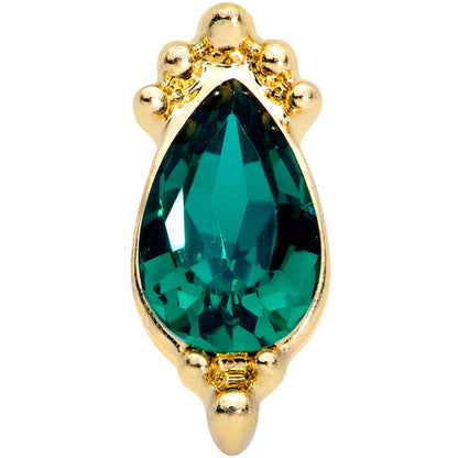 16G 1/4 Green Gem Gold Tone Drop Cartilage Tragus