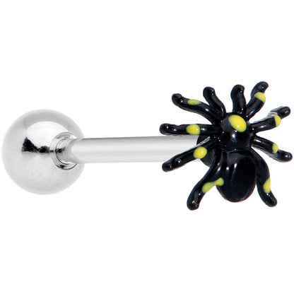 Black Yellow Spooky Spider Halloween Barbell Tongue Ring