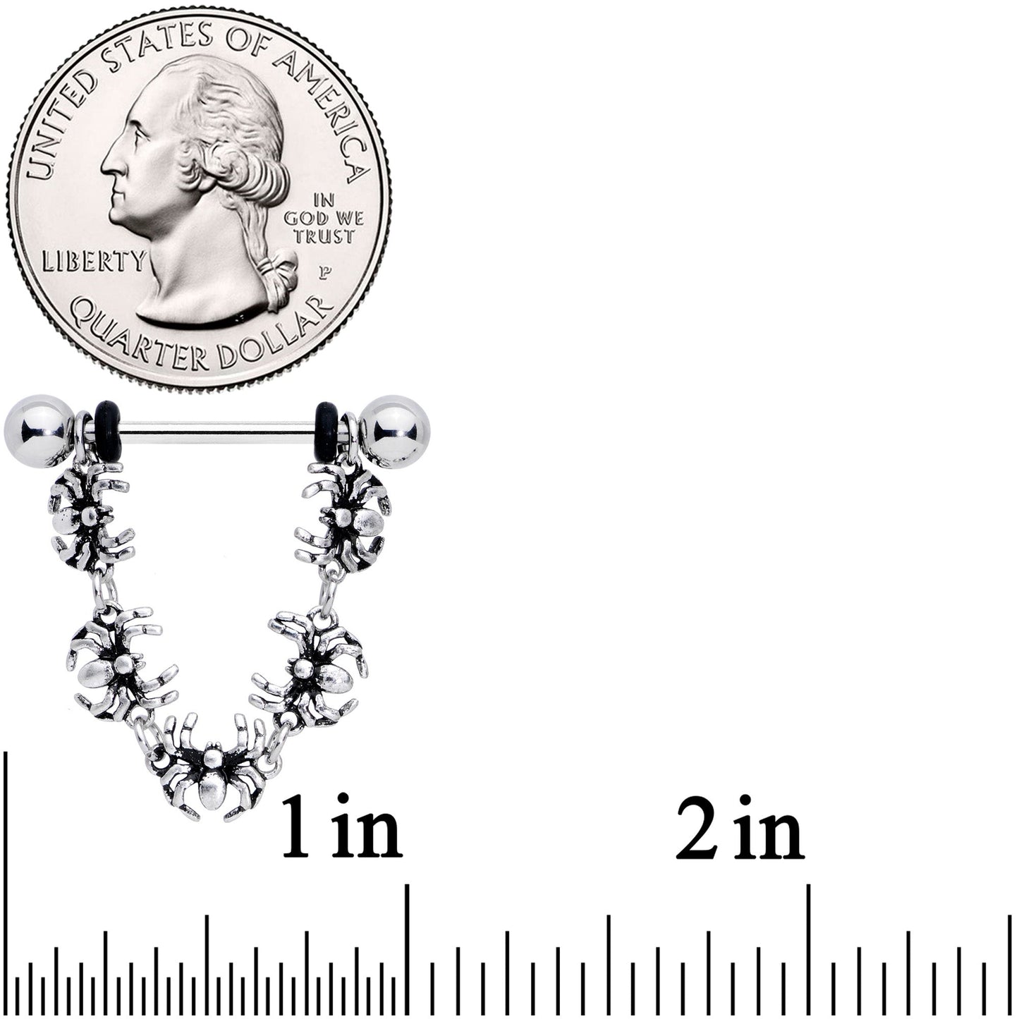 14G 9/16 Spiders Halloween Dangle Barbell Nipple Ring Set