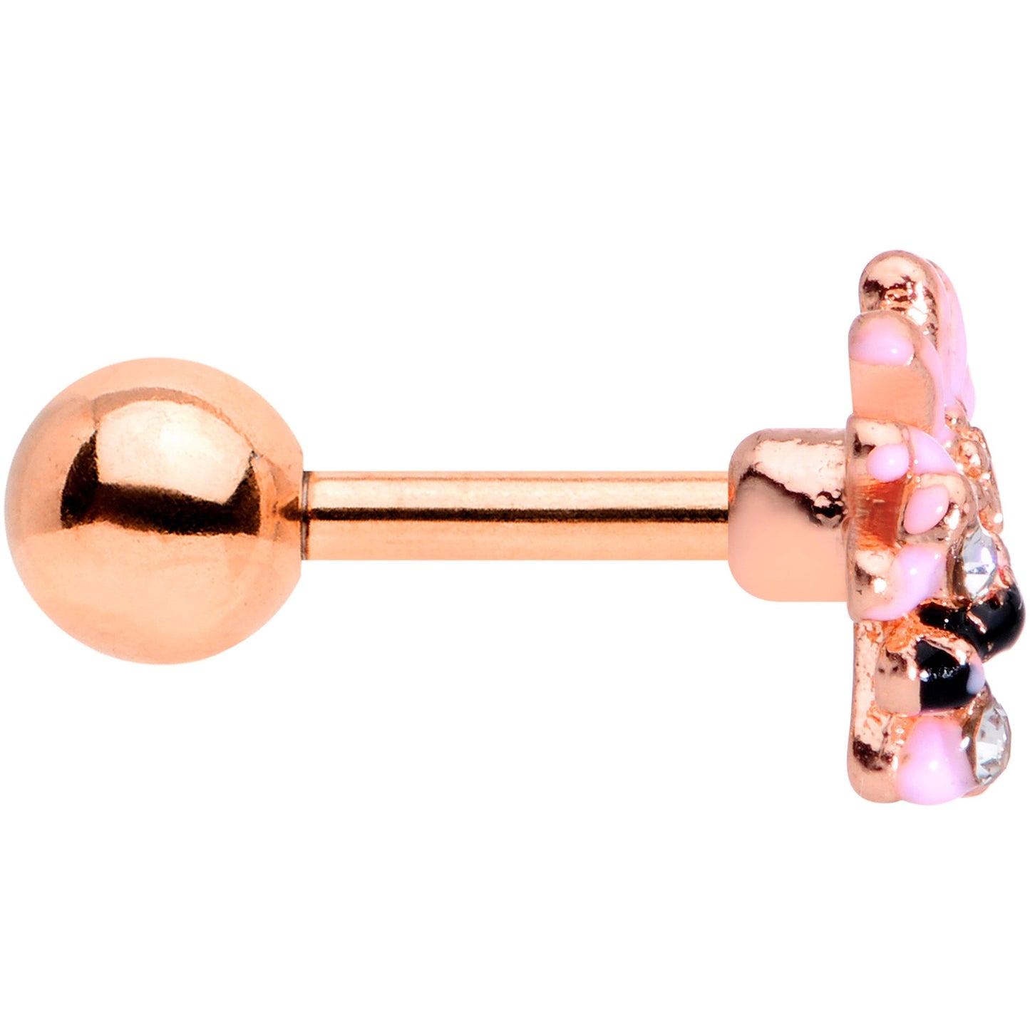 16G 1/4 Clear Gem Rose Gold Tone Flower Bee Cartilage Tragus