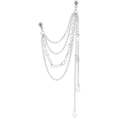 16G 1/4 Clear Gem Multiple Dangle Cartilage Chain Earring