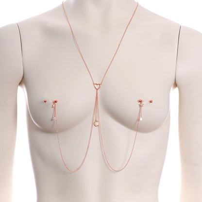 14G 5/8 Aurora Gem Rose Gold Hue Star Moon Nipple Chain Necklace