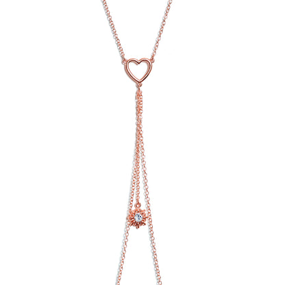 14G 5/8 Clear Gem Rose Gold Hue Star Sun Nipple Chain Necklace