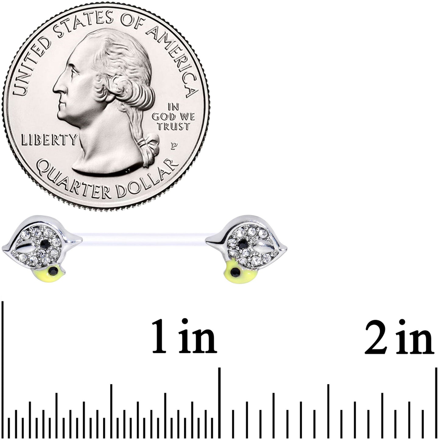 14G 9/16 Clear Gem Clear Bioplast Mom Bird Barbell Nipple Ring Set