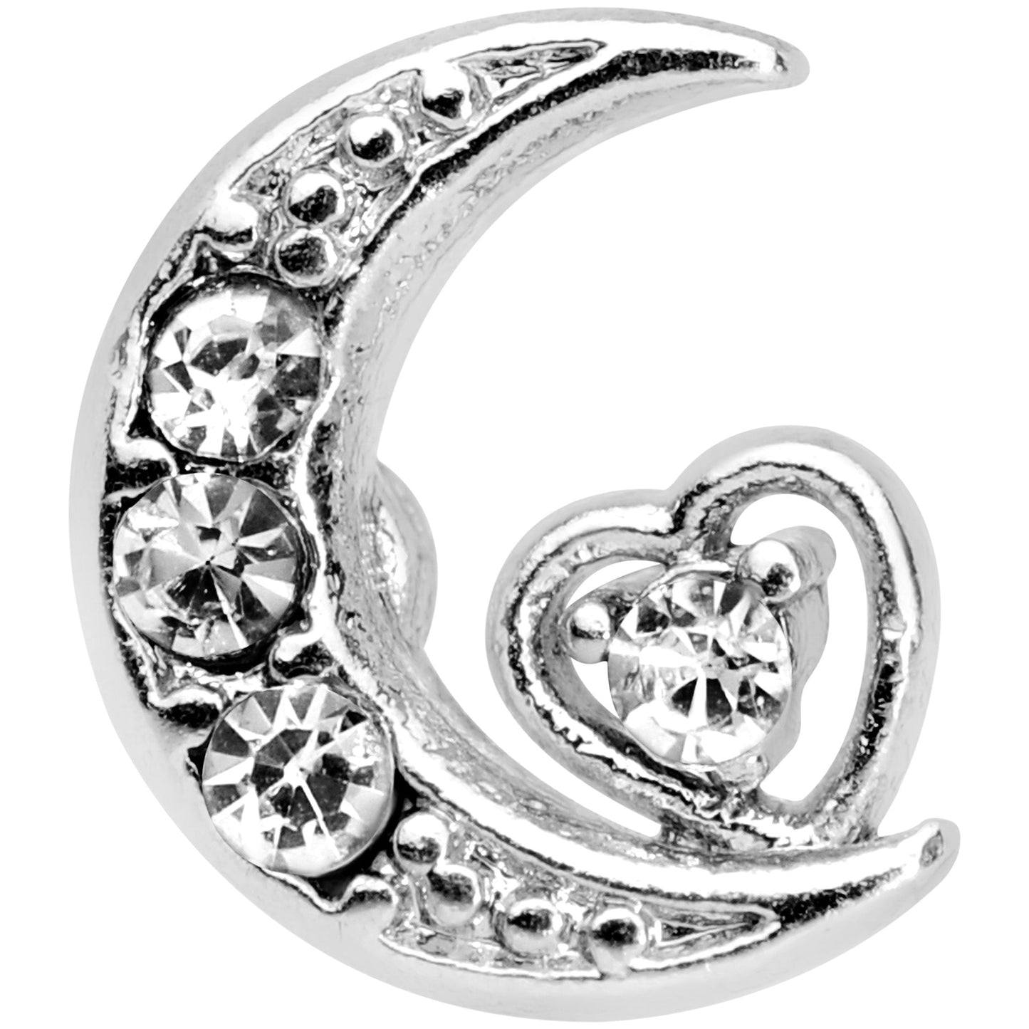 16G 5/16 Clear CZ Gem Moon Heart Labret Monroe Tragus