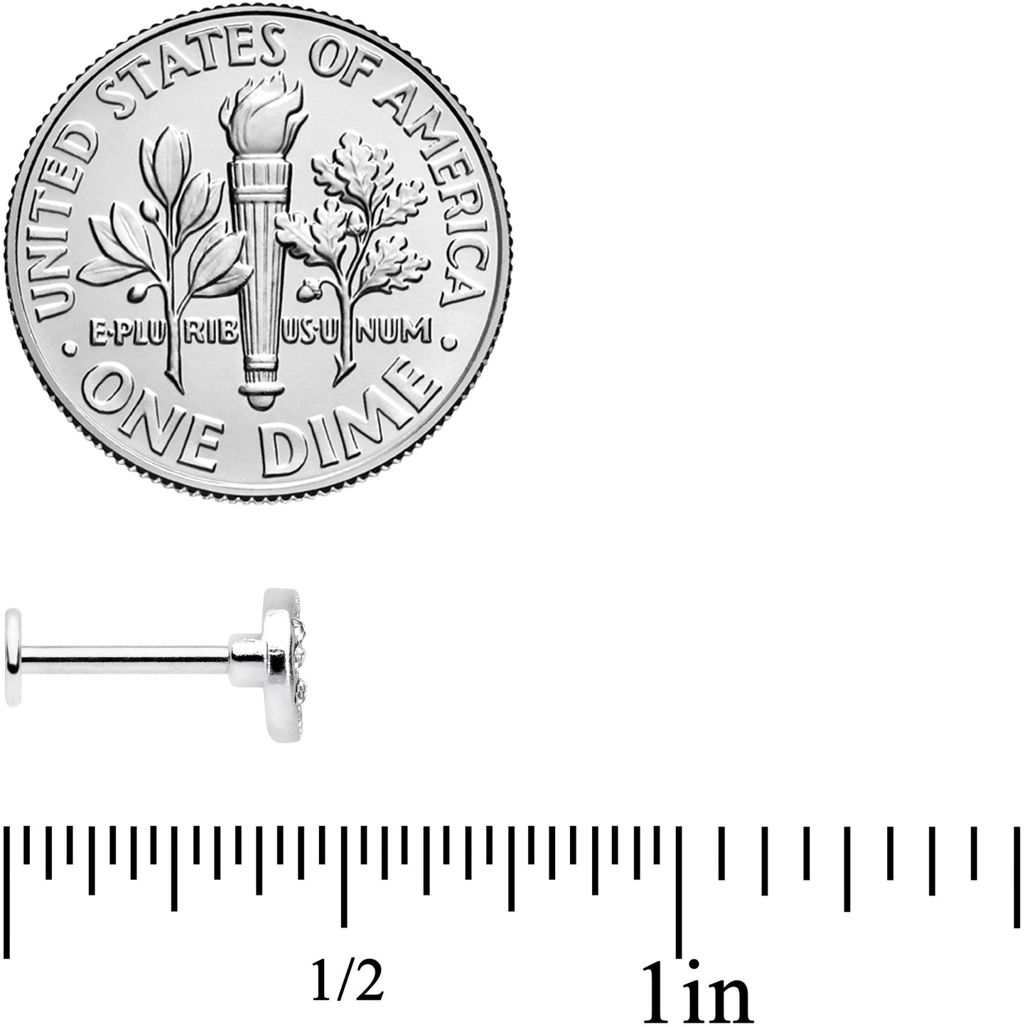 16G 5/16 Clear CZ Gem Moon Heart Labret Monroe Tragus