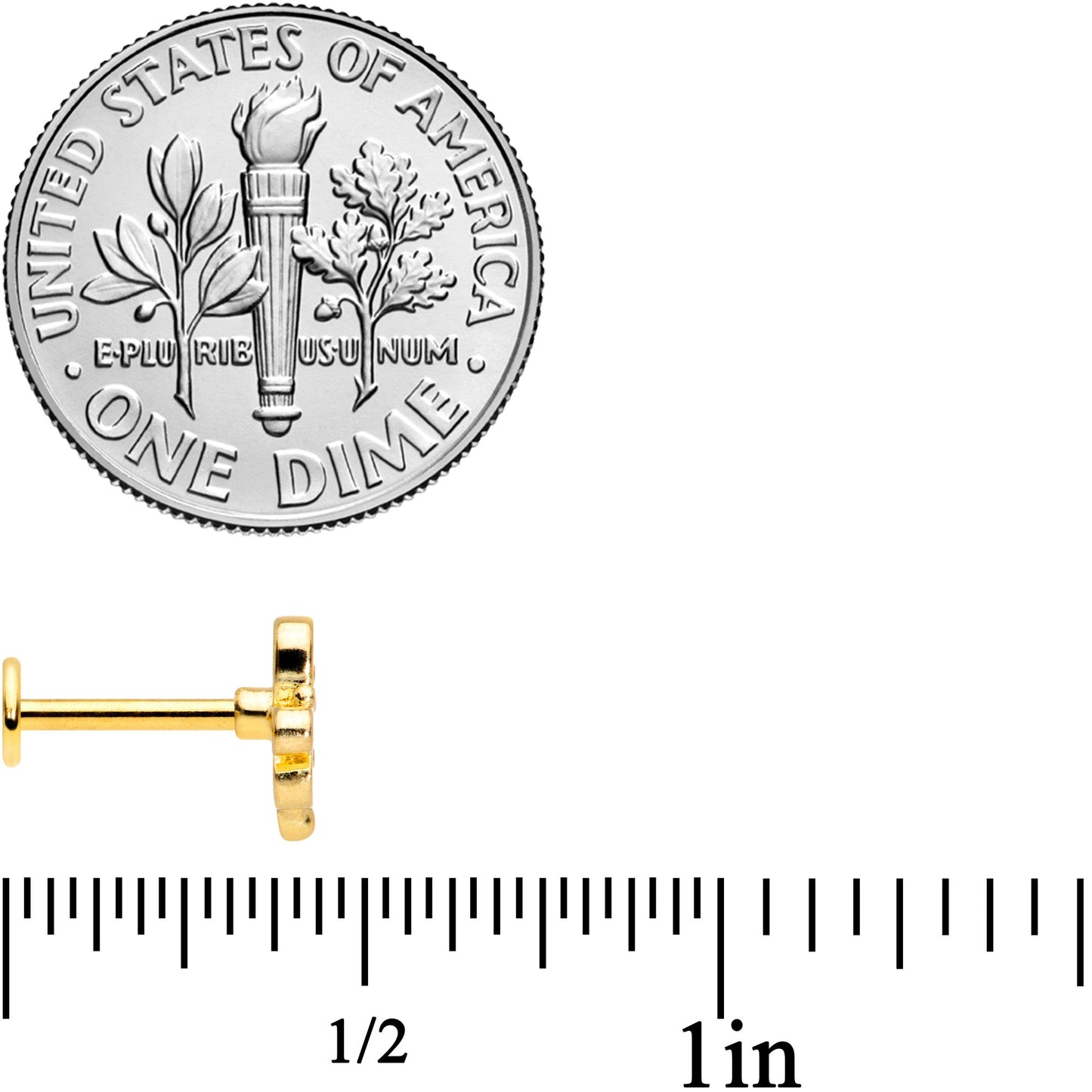 16G 5/16 Clear CZ Gem Gold Tone Fancy Heart Labret Monroe Tragus