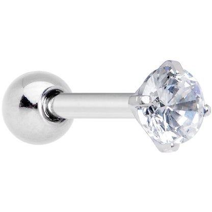 18G 1/4 Clear CZ Gem G23 Titanium 3mm Cartilage Tragus Earring