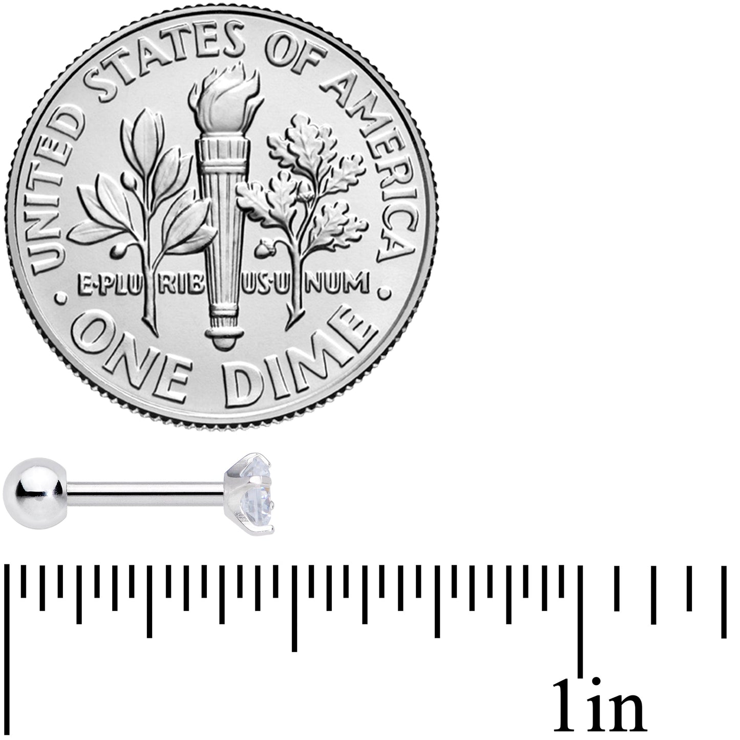 18G 1/4 Clear CZ Gem G23 Titanium 3mm Cartilage Tragus Earring