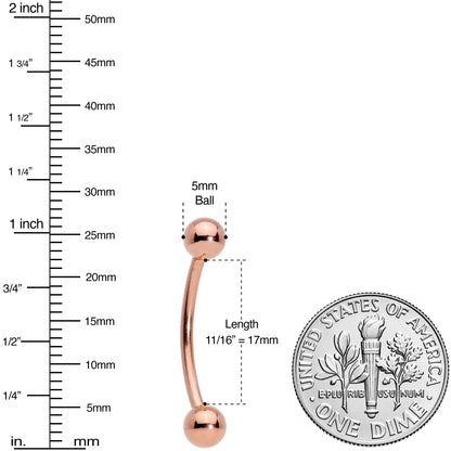 14G 5/8 Rose Gold Tone Anodized Curved Barbell