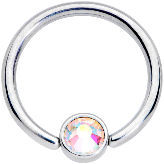 16G 3/8 Aurora Gem 4mm Disc BCR Ball Closure Ring