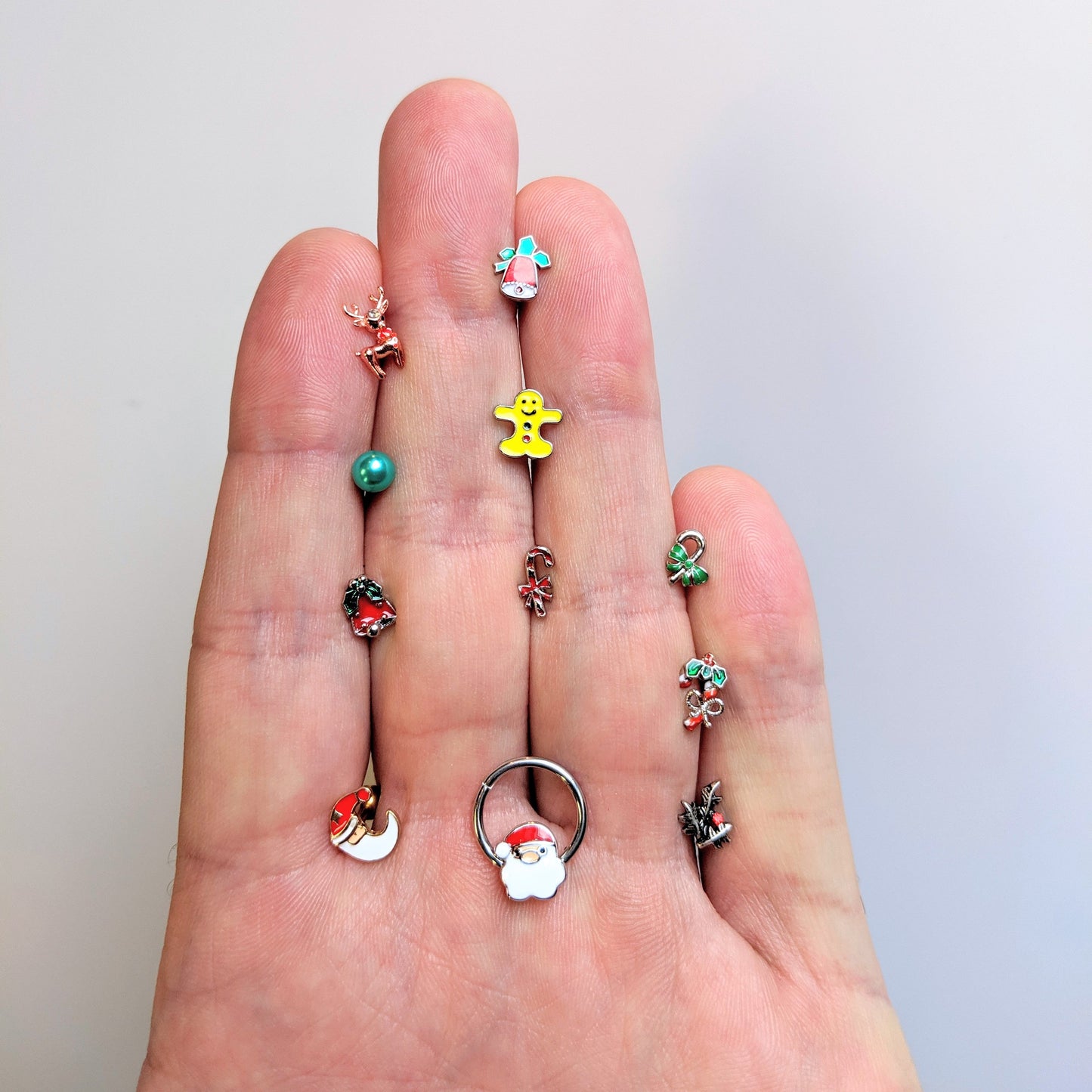 16G 3/8 Santa Claus Christmas Hinged Segment Ring
