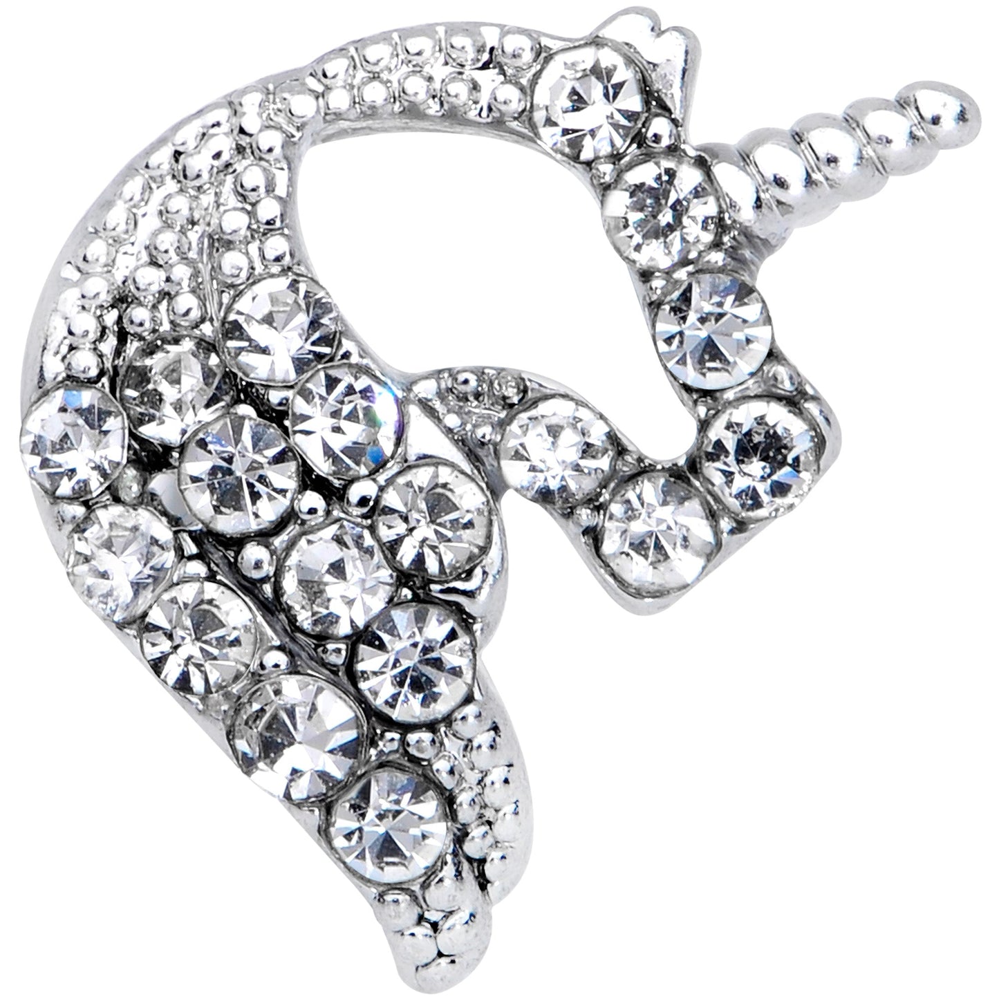 16G 1/4 Clear Gem Silhouette Unicorn Cartilage Tragus Earring