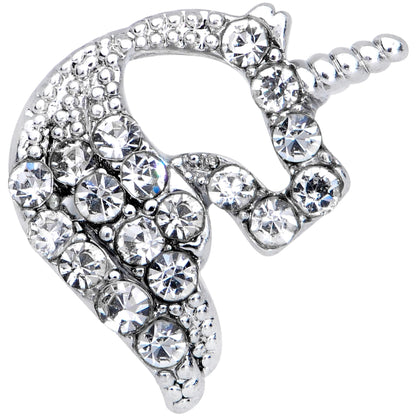16G 1/4 Clear Gem Silhouette Unicorn Cartilage Tragus Earring