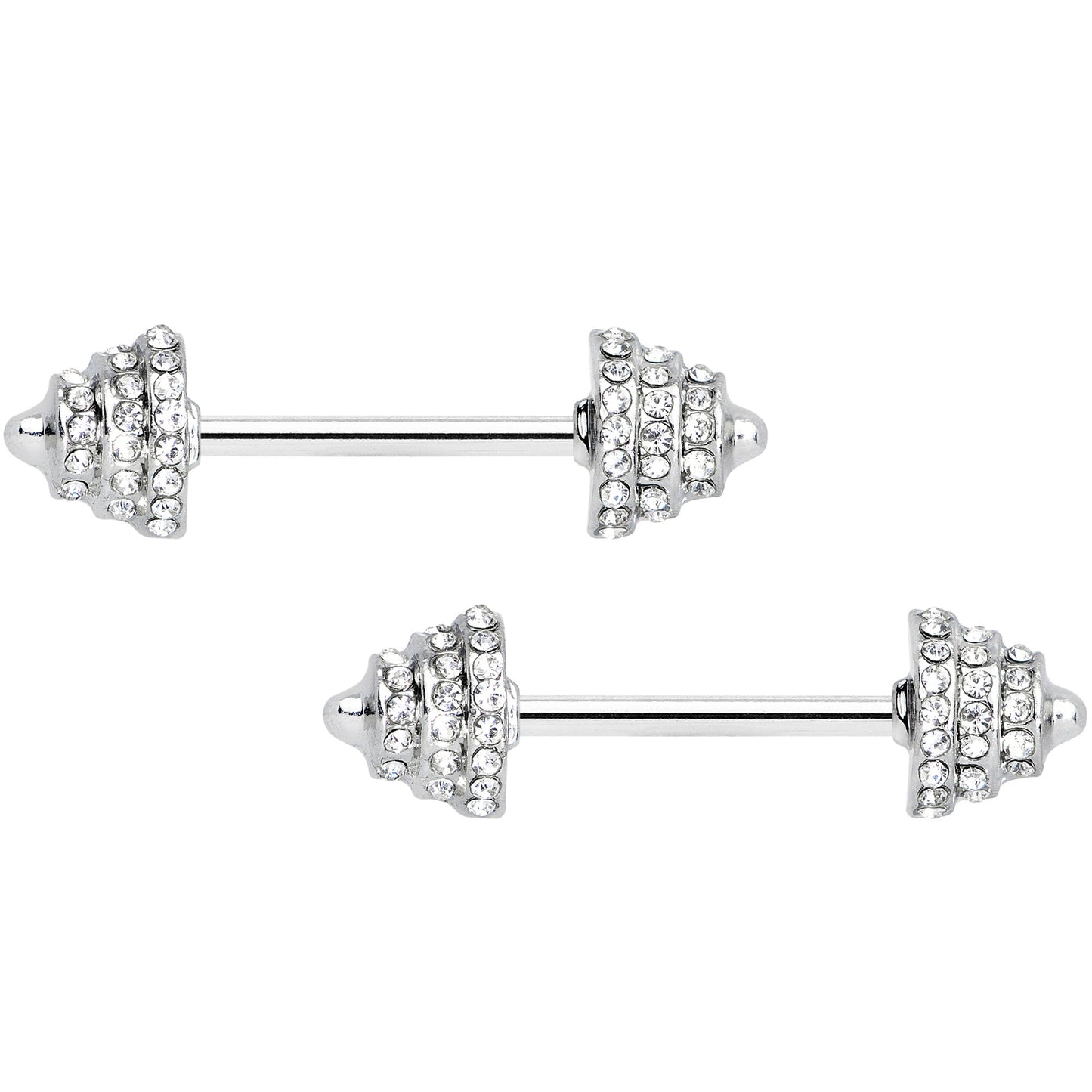 14G 9/16 Clear Gem Weightlifting Barbell Nipple Ring Set