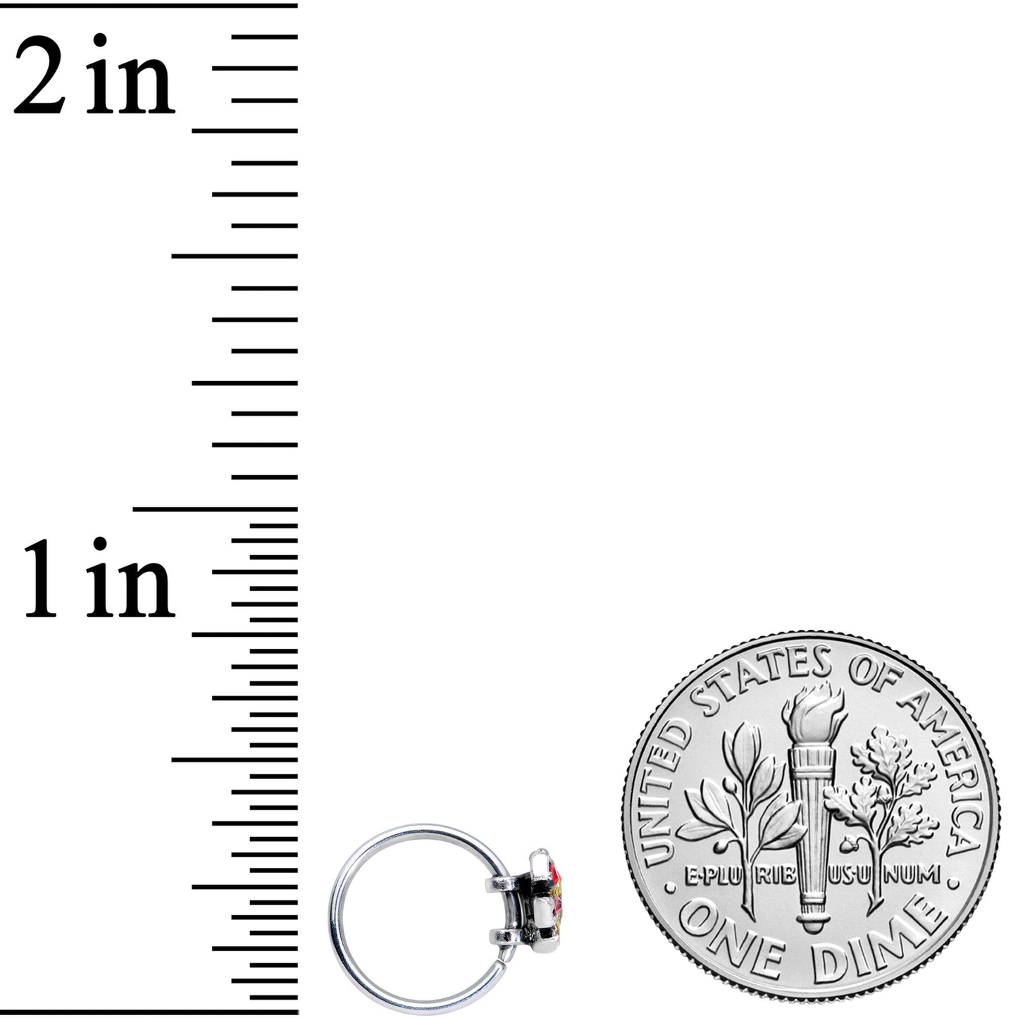 20G 5/16 Red Yellow Gem Art Deco Butterfly Nose Hoop