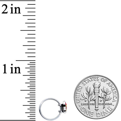 20G 5/16 Red Yellow Gem Art Deco Butterfly Nose Hoop