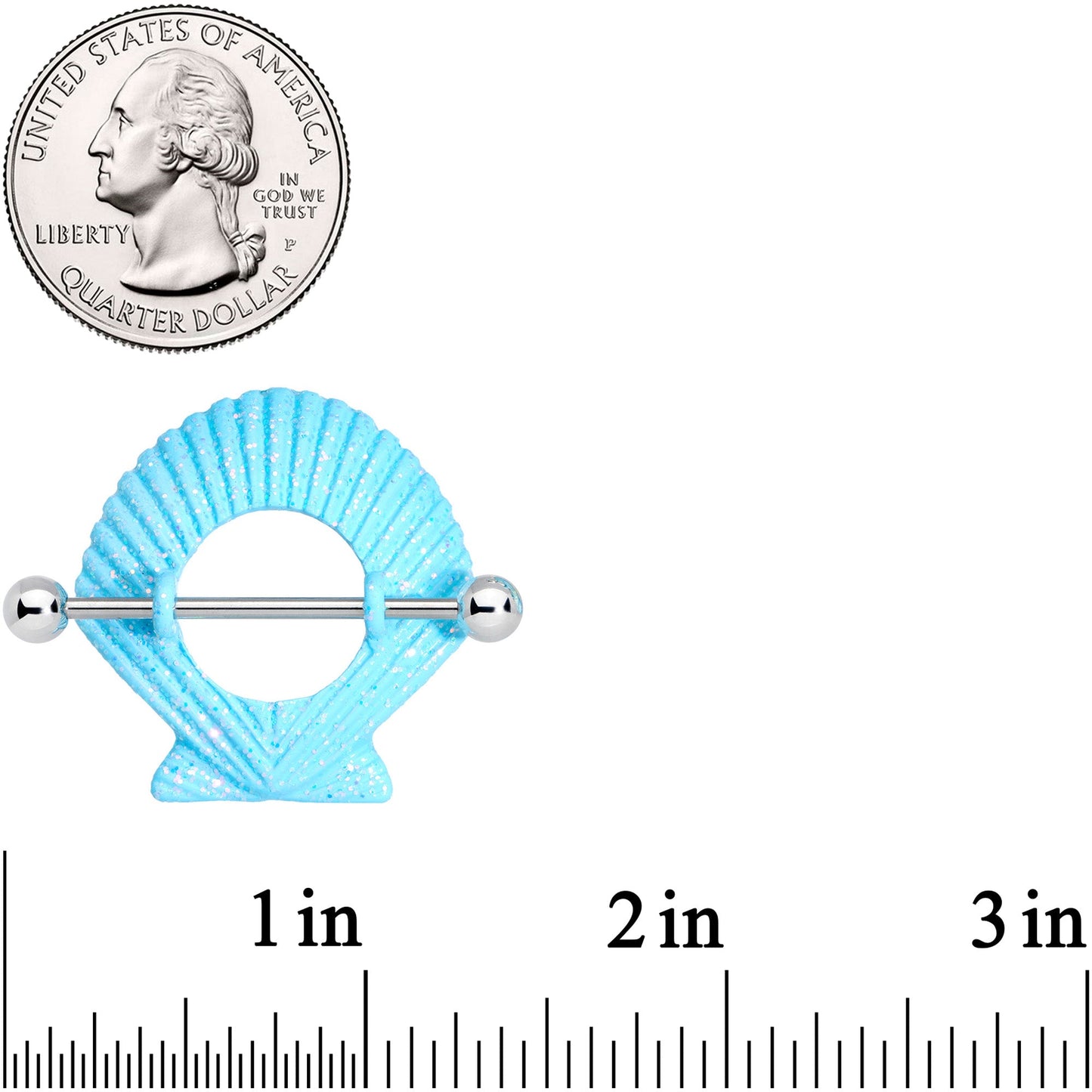 14G 29mm Iridescent Blue Scallop Shell Nautical Nipple Shield Set