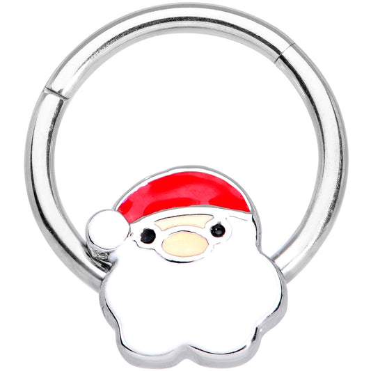 16G 3/8 Santa Claus Christmas Hinged Segment Ring
