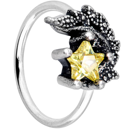 20G 1/4 Yellow Gem Shooting Star Nose Hoop