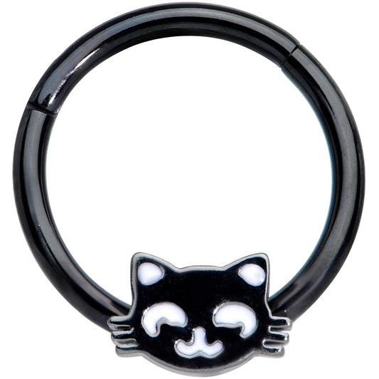 16G 3/8 Black Cat Halloween Hinged Septum Clicker
