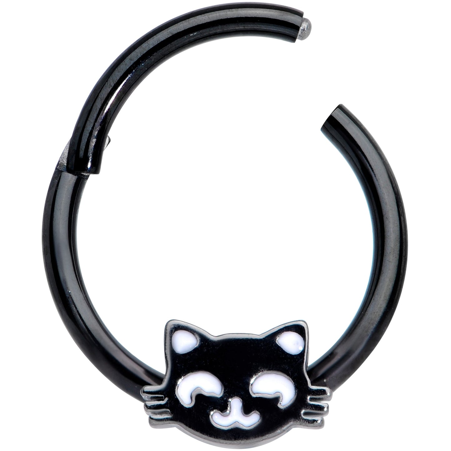 16G 3/8 Black Cat Halloween Hinged Septum Clicker