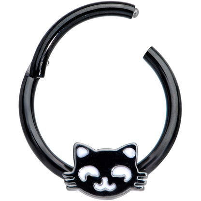 16G 3/8 Black Cat Halloween Hinged Septum Clicker