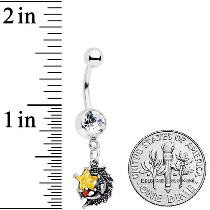 Clear Red Yellow Gem Shooting Star Dangle Belly Ring