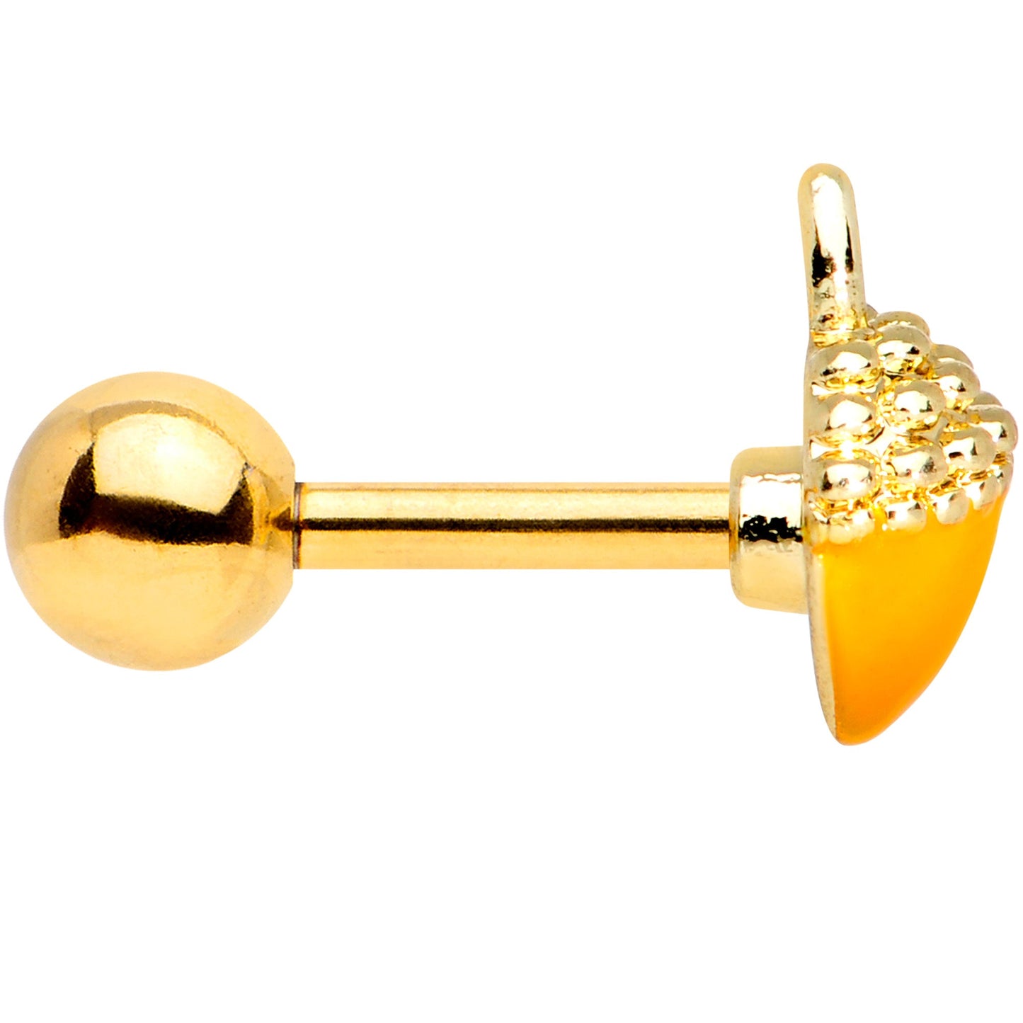 16G 1/4 Gold Tone Orange Acorn Cartilage Tragus