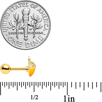 16G 1/4 Gold Tone Orange Acorn Cartilage Tragus