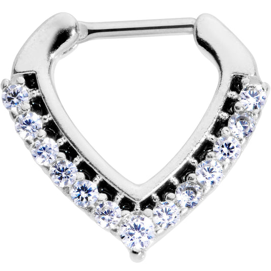 16G 5/16 Clear CZ Gem Chevron Septum Clicker