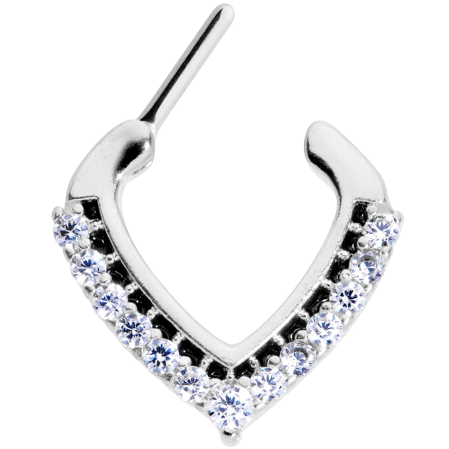 16G 5/16 Clear CZ Gem Chevron Septum Clicker