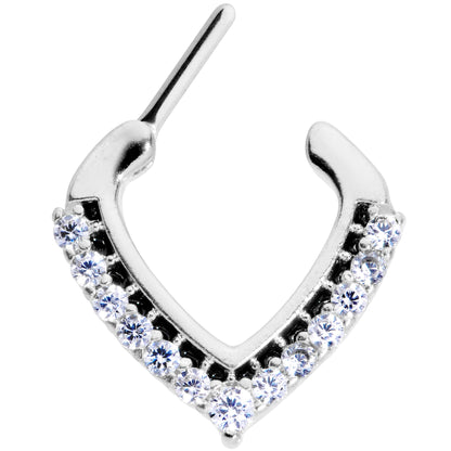 16G 5/16 Clear CZ Gem Chevron Septum Clicker