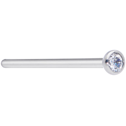 18G 3/4 Clear CZ Gem Grade 23 Titanium Fishtail Nose Ring 3mm