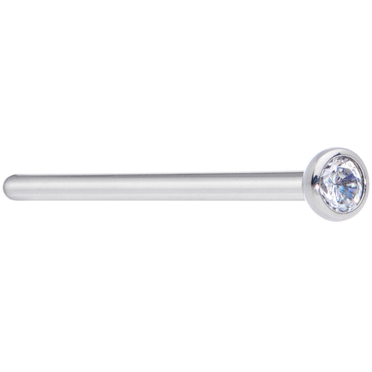18G 3/4 Clear CZ Gem Grade 23 Titanium Fishtail Nose Ring 3mm