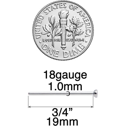 18G 3/4 Clear CZ Gem Grade 23 Titanium Fishtail Nose Ring 3mm