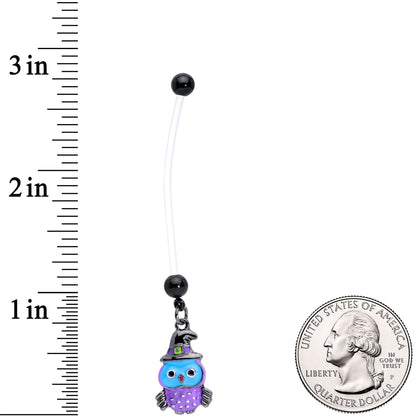 Clear Bioplast Blue Purple Witch Owl Dangle Pregnancy Belly Ring