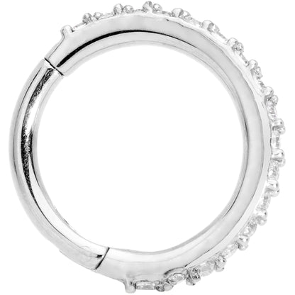 16G 5/16 Clear CZ Gem Stainless Steel Hinged Segment Ring