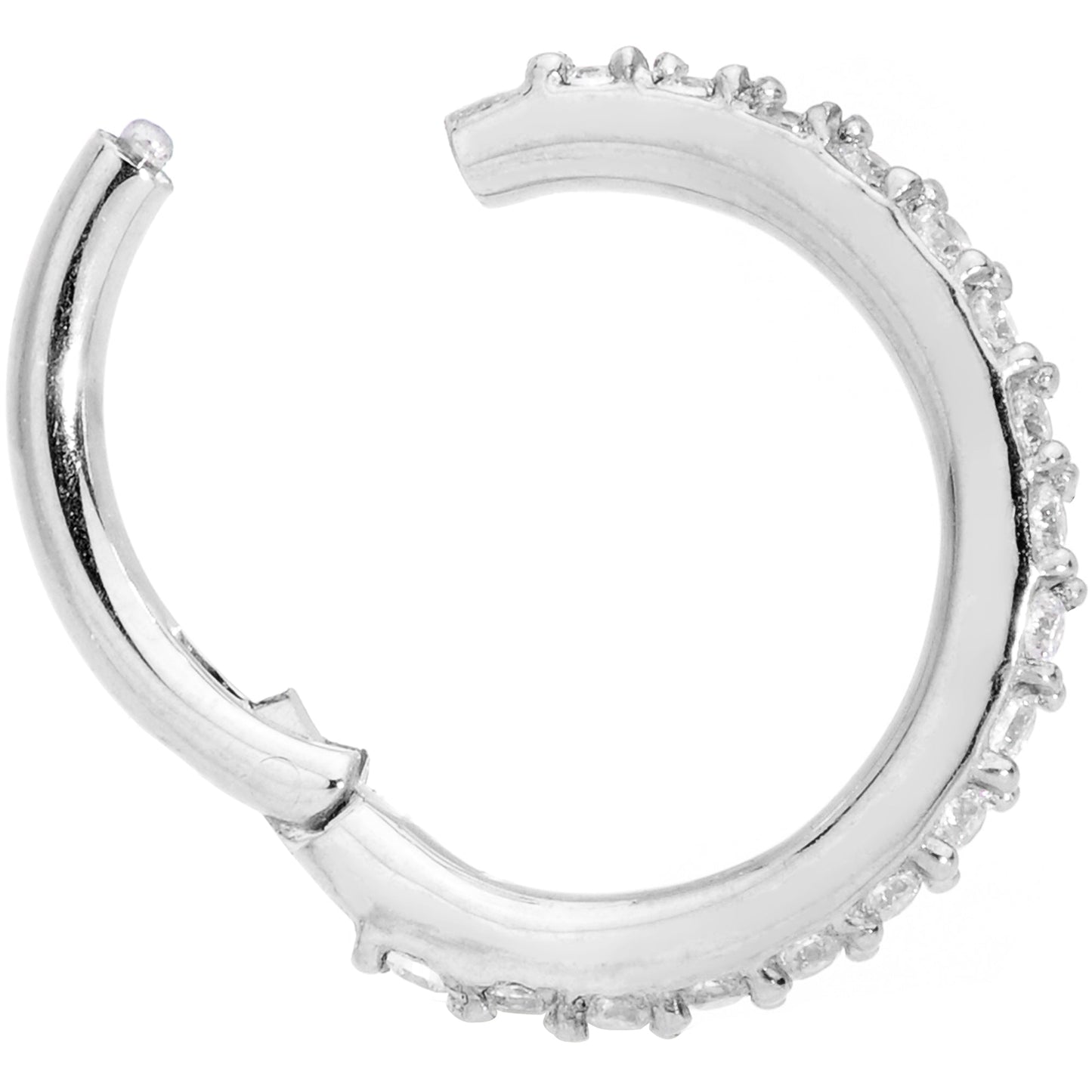 16G 5/16 Clear CZ Gem Stainless Steel Hinged Segment Ring